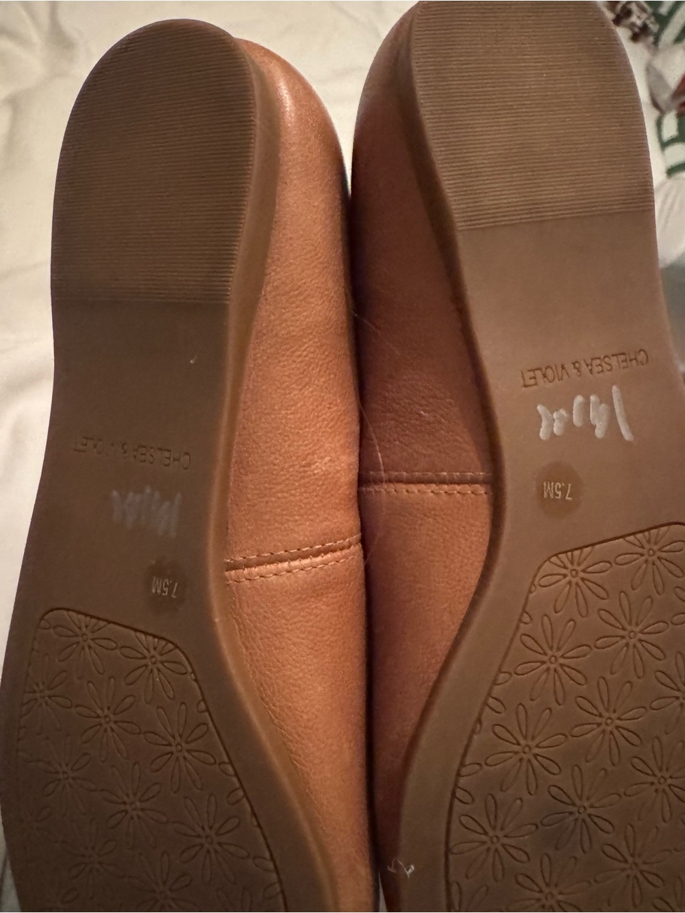 Chelsea & Violet Cognac Square-Toe Leather Flats - Picture 2 of 2